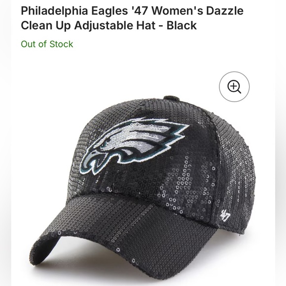 47 Accessories - 47 Philadelphia Eagles Black Sequin Cap featuring an embroidered sequined logo